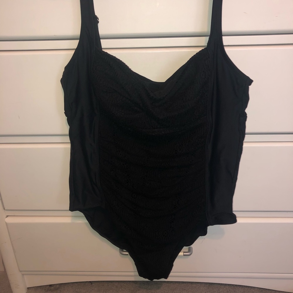 Black one piece bathing suit